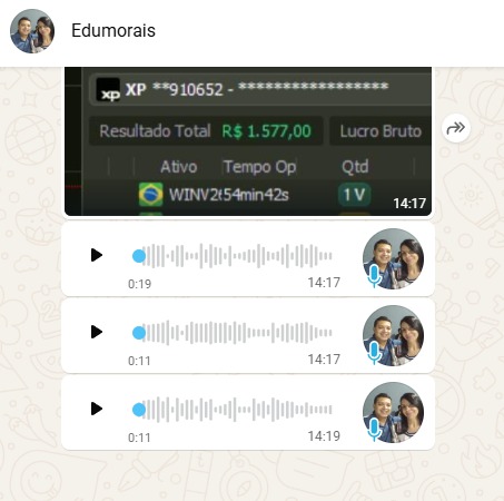 Print de WhatsApp — depoimento de leitor